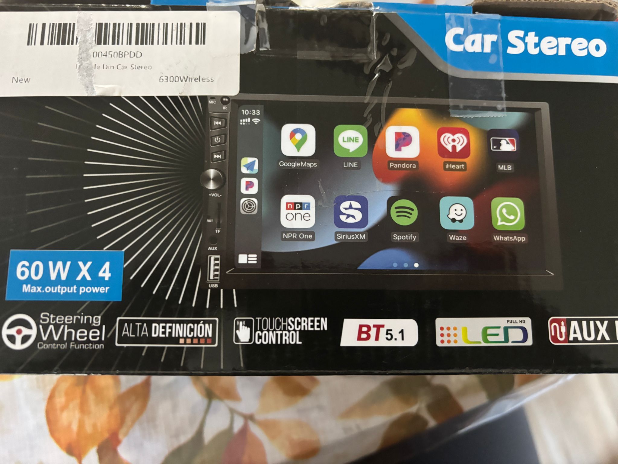 Wireless Double Din Car Stereo Works with Apple Carplay,7 Inch HD 1024 * 600 Touchscreen with Bluetooth 5.1,FM Car Radio,GPS Navigation,Backup Camera,