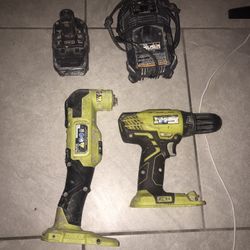 Ryobi Multi Tool, Drill, Battery And Charger 