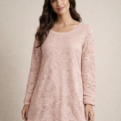 Style & Co Blush Pink Lace Tunic Dres