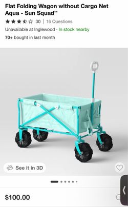 Flat Folding Wagon without Cargo Net Aqua - Sun Squadâ„¢
