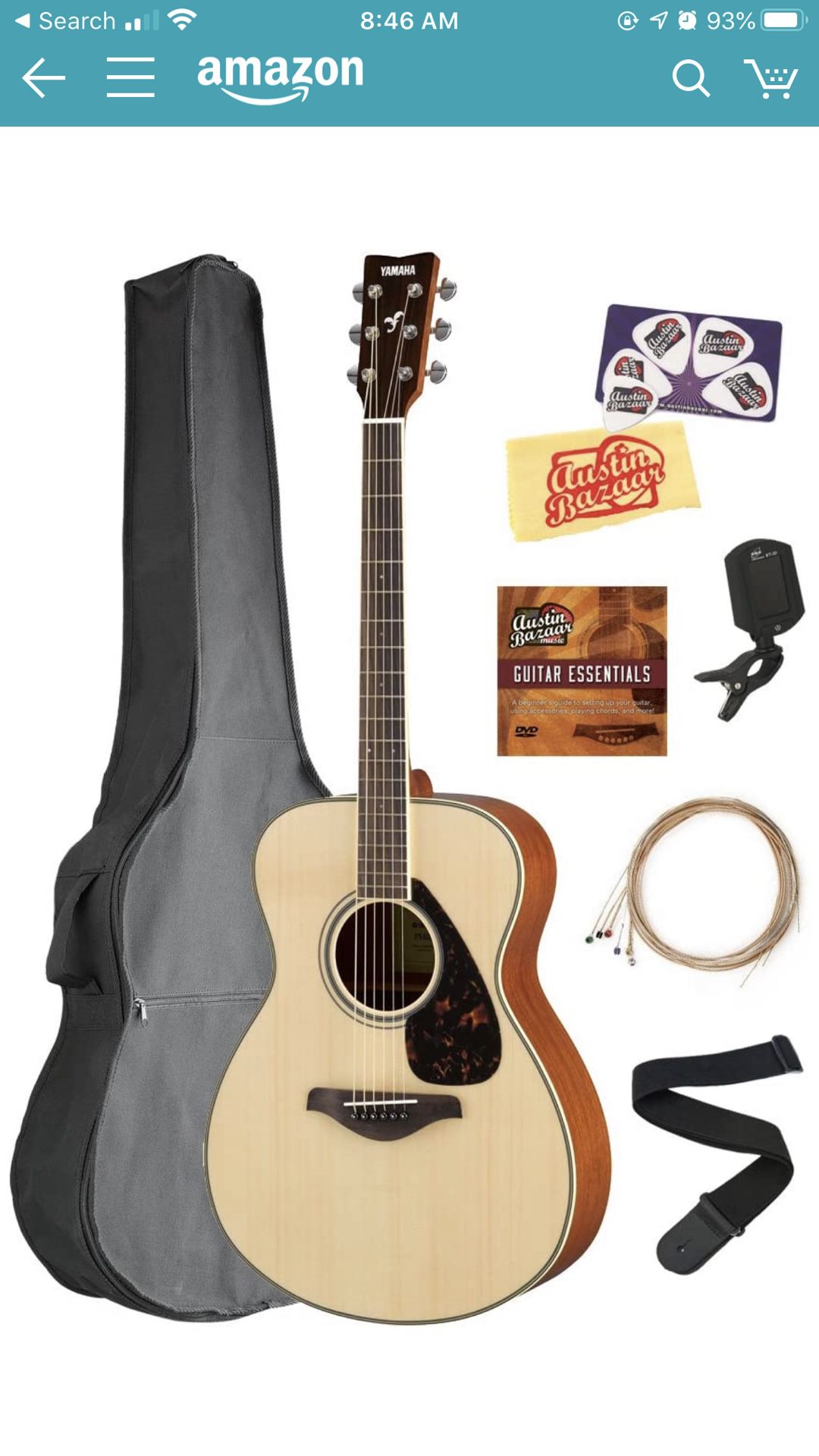 Yamaha guitar and guitar bag