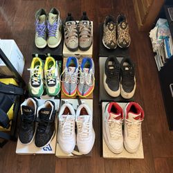 Lot of 9 Sneakers Nike  Jordan Converse BHM Supreme Jordan Retro