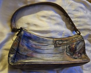 Jane Yoo Handpainted Leather Handbag - 14" x 6.5"