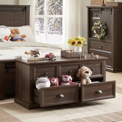 Dresser for Bedroom,5 Drawer Bedroom Dresser, White Dresser Organizer Storage Closet Storage Chest Storage Trunk, Farmhouse Wood Rustic Storage Bench,