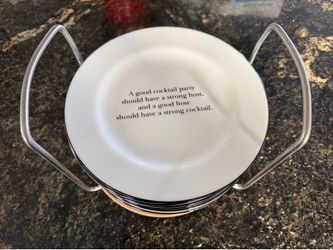 Pottery Barn Dessert/ Charcuterie/Cocktail Plates w/holder