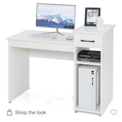 Costway Computer Desk PC Laptop Table w/ Drawer and Shelf Home Office Furniture