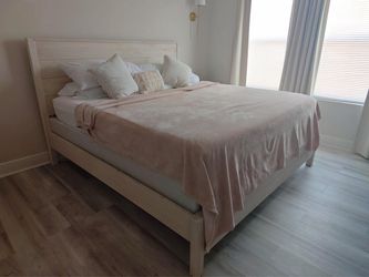 Whitewash Wood Bed Frame