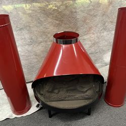 Vintage Mcm Red fireplace electric midcentury modern Sears original burner NICE rare