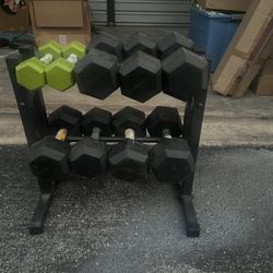 236 Pounds Of Dumbbells And A Rack. Just Some Dust Been In Storage. $325. 