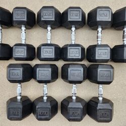 Rubber Hex Dumbbell Set 55-75lbs