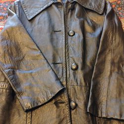 Vintage 1970s Women's (L) Full Length Custom Leather Jacket Super Cool