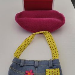 American Girl NIB Ivy Ling Meet Accessories Beret & Shoulder Bag ,W/O earrings 