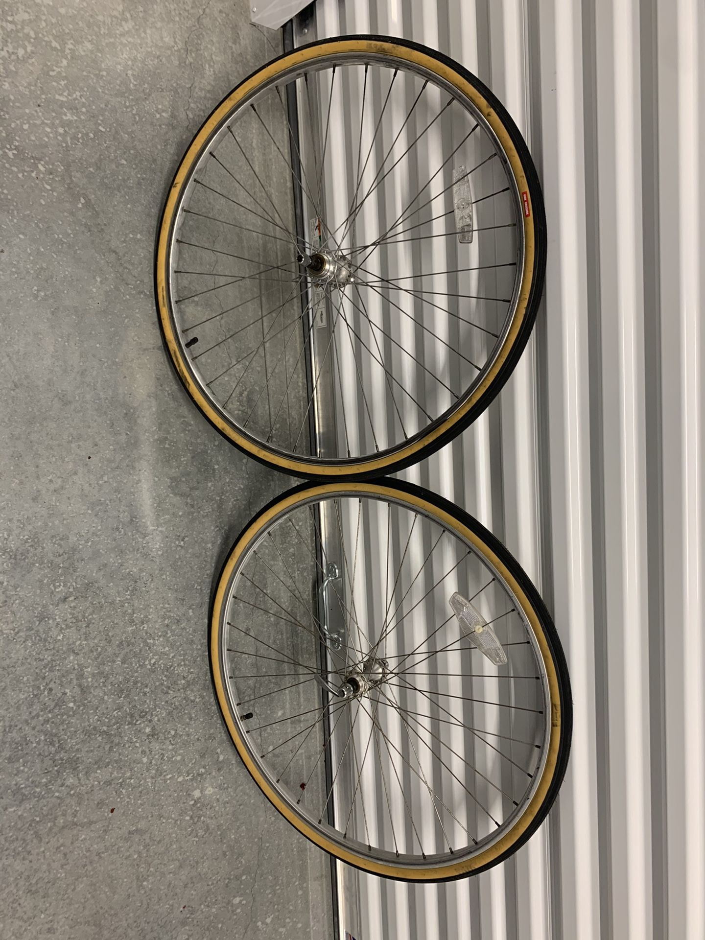 27” road bike wheels and fairly new tires