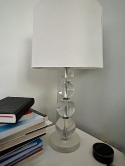 Set of two elegant crystal ball base table lamps