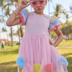 Ice Cream Shimmer Tulle Little Girl's Dress