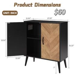 😀 Accent Sideboard Cabinet with Storage, Modern Buffet Cabinets & Entryway Cabinet with Doors for Small Spaces, Entryway, Living Room, Kitchen,Black