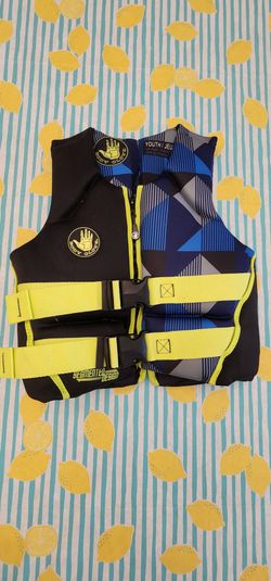 Body Glove Segmented Design Youth Life Jacket Blue Black Yellow 55-88lbs