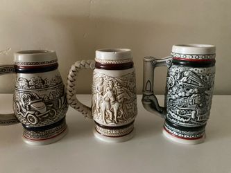 Vintage Lot of 3 Avon mini Beer stein Western Cowboy Art decor pottery ceramic