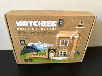 NEW Jovi-mindly＆Notchies 107 Pcs Wooden Blocks Toys with Door and Windows,Classic Old Fashioned Toys,Wooden Building Blocks for Kids Ages 4-8 Boys and