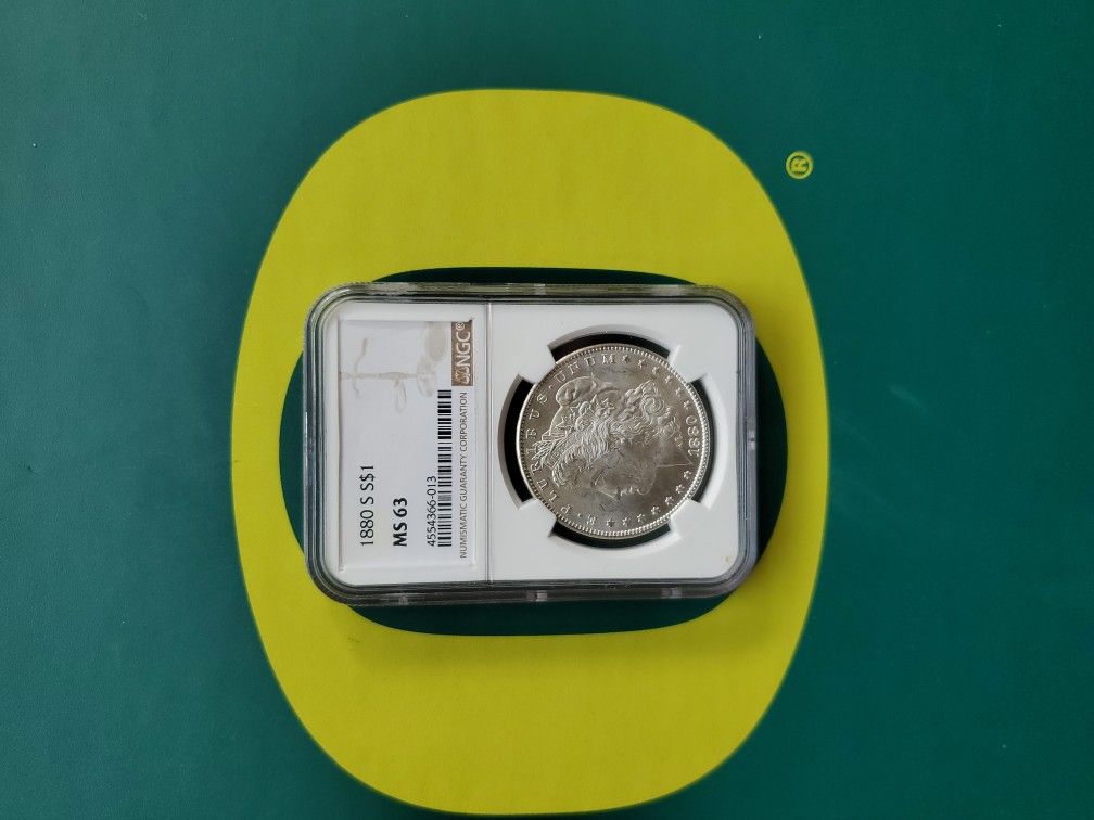 1880-S Morgan Silver Dollar Graded Mint State 63