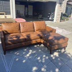 Brown leather sectional