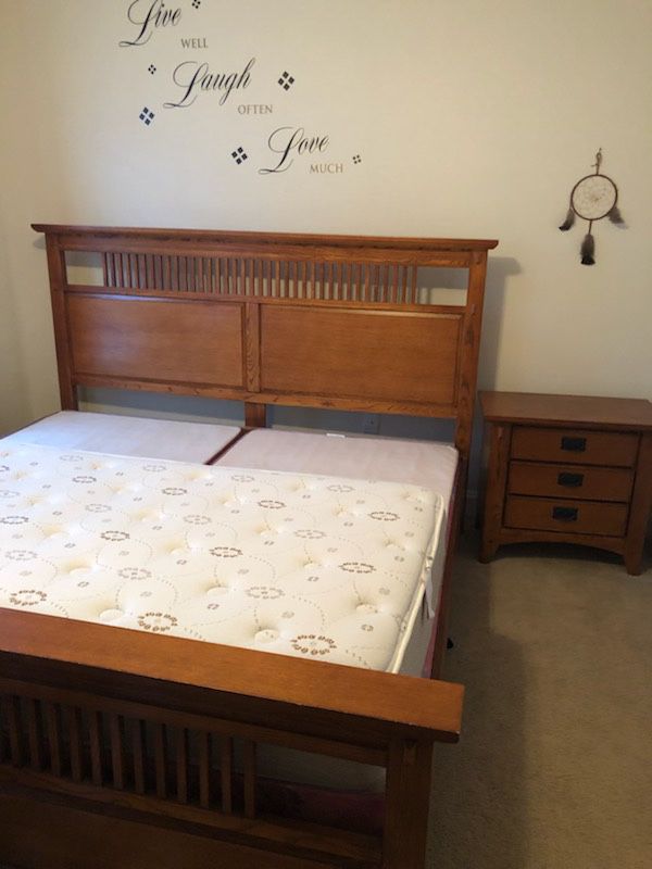 King size bed set: bed frame, dresser, mirror,& night stand