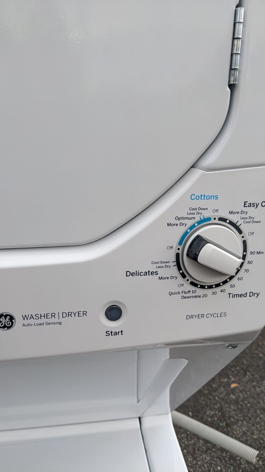 27" WIDE GE Stackable Washer And Electric Dryer. Works Great. 45 Days