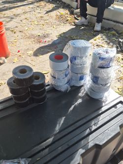 Magic tape self fusing.
Two dollars a roll