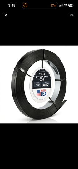 Brand new IDL Packaging steel strapping coil.  • 3/4” x .020” x 1860’ • 1770 lb break strength • Painted and waxed • Ideal for pallet banding, warehou