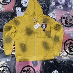 Yellow Rinestone Valley Vale Sports Division Zip up Small