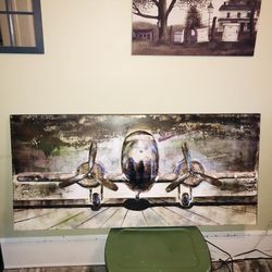 Large 3D Metal / Wood Cargo Airplane Bomber Wall Art 59” X 27.5”