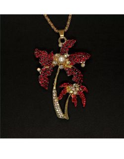 Pearl Rhinestone Palm Tree Necklace