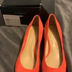 Shoes. Talbots Suede Wedge Heel Pumpkin Orange Color Size 6.5