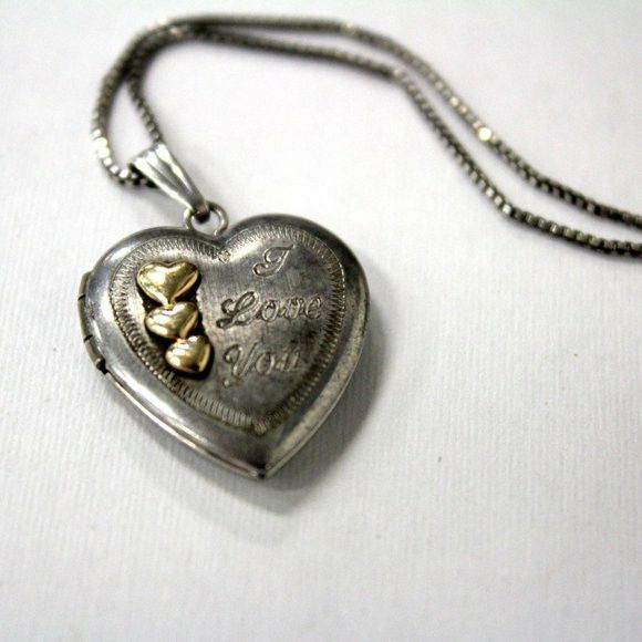 14k Gold Heart 925 Silver Heart Locket