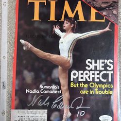 Nadia Comaneci Autographed Time Magazine Cover With COA