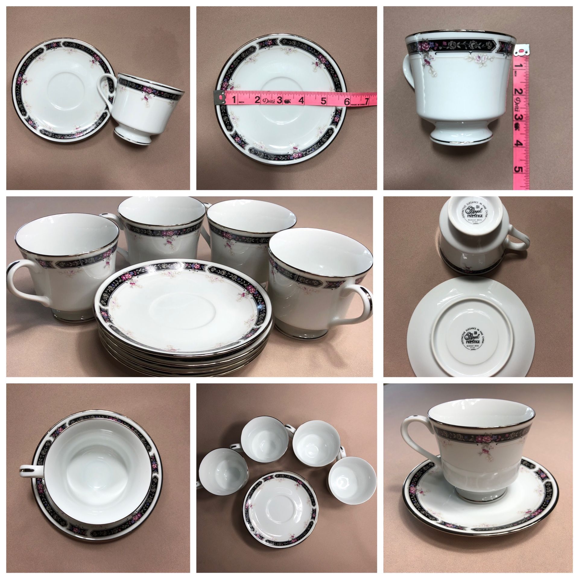 Vintage Royal Prestige Midnight Mood Fine China Tea and Saucer Set for