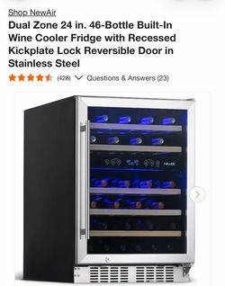 NewAir Dual Zone 24 in. 46-Bottle Built-In Wine Cooler Fridge Refrigerator with Lock and Reversible Door in Stainless Steel (789) V Questions