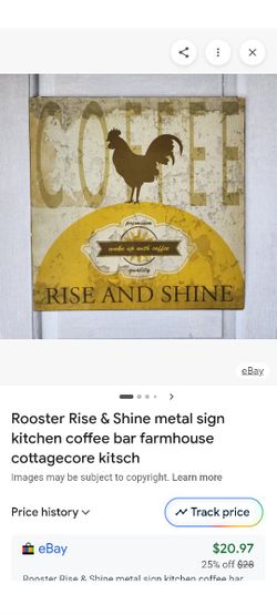 Rise And Shine Metal Sign Kitchen Coffee Bar Farmhouse