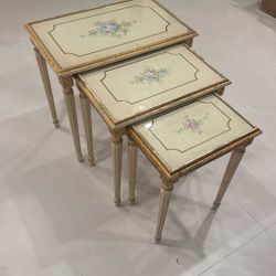 Vintage Antique Nesting Tables Stackable 