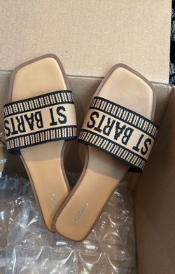 Soda Shoes Women Flip Flops Square Open Toe Single Embroider Band Slip-On Flat Summer Resort Sandal FLAIR-S Black / Natural , $10