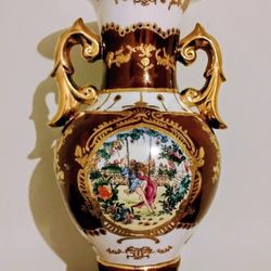Vintage French Limoges Porcelain Decorative Vase 12 In
