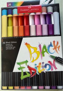Faber-Castell Black Edition Brush Pens – 20 Colors NEW Sealed