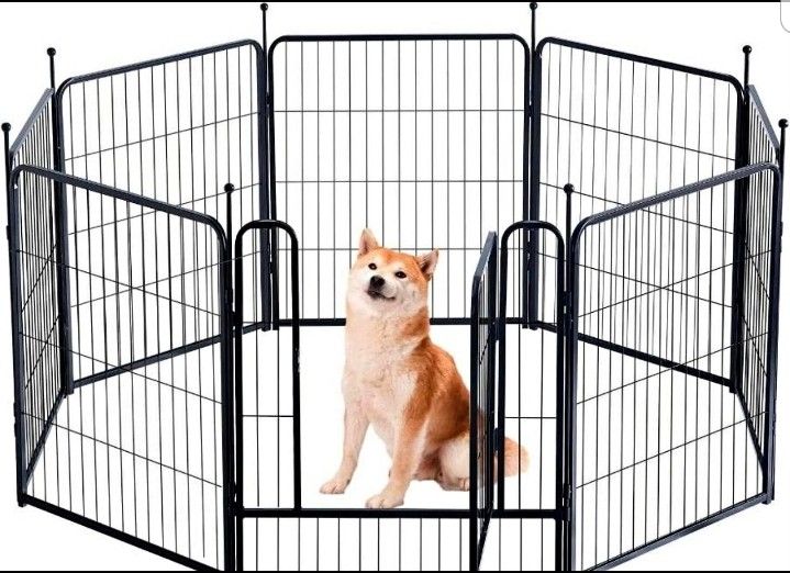 Dog Playpen Indoor - Puppy Fence Exercise Pen for Yard Gate 8 Panel 32” Height