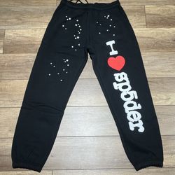 I Love Sp5der Black Sweatpants 