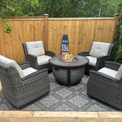 Great Patio Furniture with Fire Pit Brand New Condition.