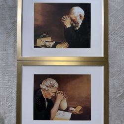 Grace and Gratitude photographs in golden wood picture frames