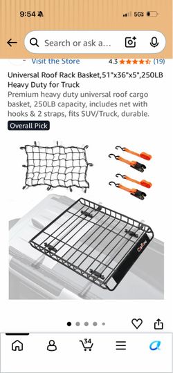 Universal Roof Rack Cargo Basket 51x36 250LB