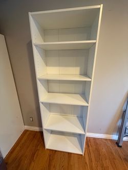 White Tall Bookcase with Adjustable Shelves