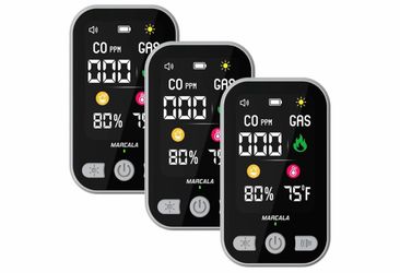 MARCALA 3-Pack Travel Carbon Monoxide Detector | 2026 V2.0 4-in-1 Natural Gas & Carbon Monoxide Detectors Portable | Wall Plug-in with Backup Battery
