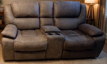 Light Brown Reclining Loveseat with USB Charging Ports – $700 OBO